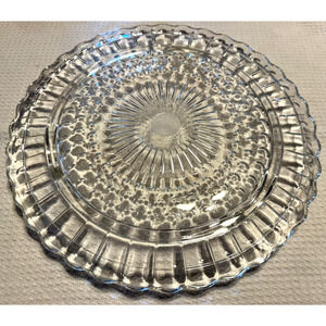 Vintage Federal Glass Bubble Footed Cake Plate